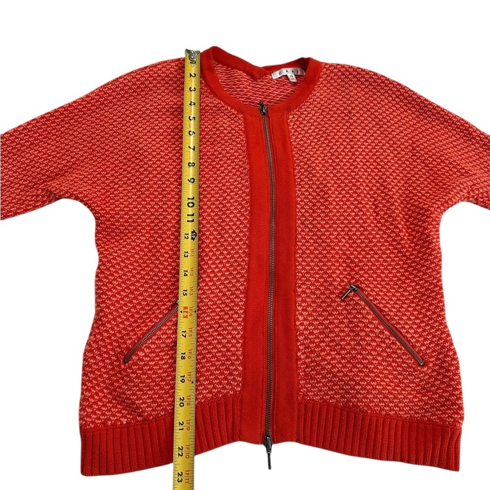 Cabi Grenadine Cocoon Full Zip Cardigan Orange Sweater  3/4 Sleeve size XS - Picture 10 of 17